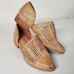 Miim D'Orsay Wooven Leather Hurachi Tan Women Slip On Flats Shoes 7.5